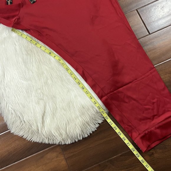 Good American Women's Size 7 / US 4X Red Satin Pajama Sleep Set Pants Top - Picture 5 of 13